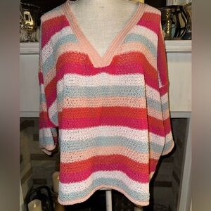 POL Oversized Wide Stripe Open Knit Sweater. Super cozy and fun!! Size M